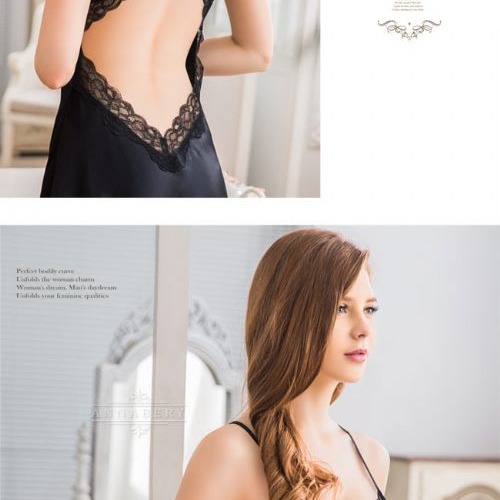 【大尺碼】蕾絲交叉美背柔緞情趣性感睡衣Y023-細節圖7