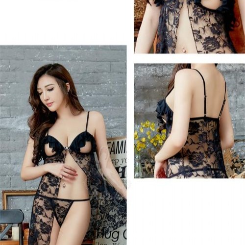 星光密碼 火辣露咪開襟網紗二件式情趣性感睡衣i107-1-細節圖8