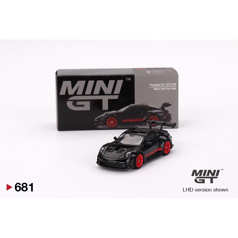 1/64 Mini GT 保時捷 Porsche 911 992 GT3 RS 黑/紅681 Pyro Red 模型車-細節圖2