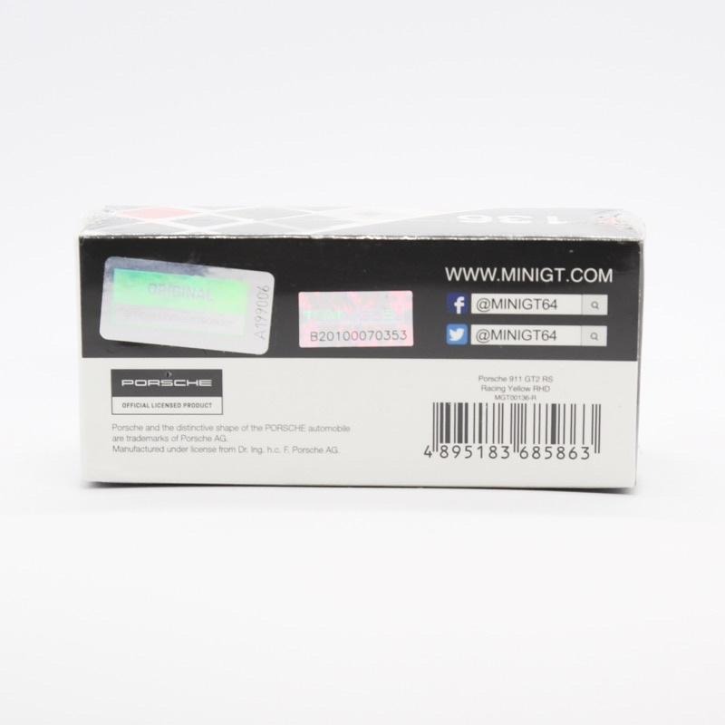 全新未拆 Mini GT Porsche 911 GT2 RS 黃色 1/64 絕版 #136 991 MiniGT-細節圖2