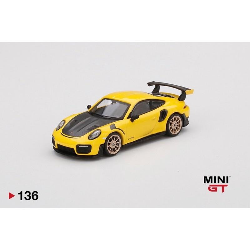 全新未拆 Mini GT Porsche 911 GT2 RS 黃色 1/64 絕版 #136 991 MiniGT-細節圖4