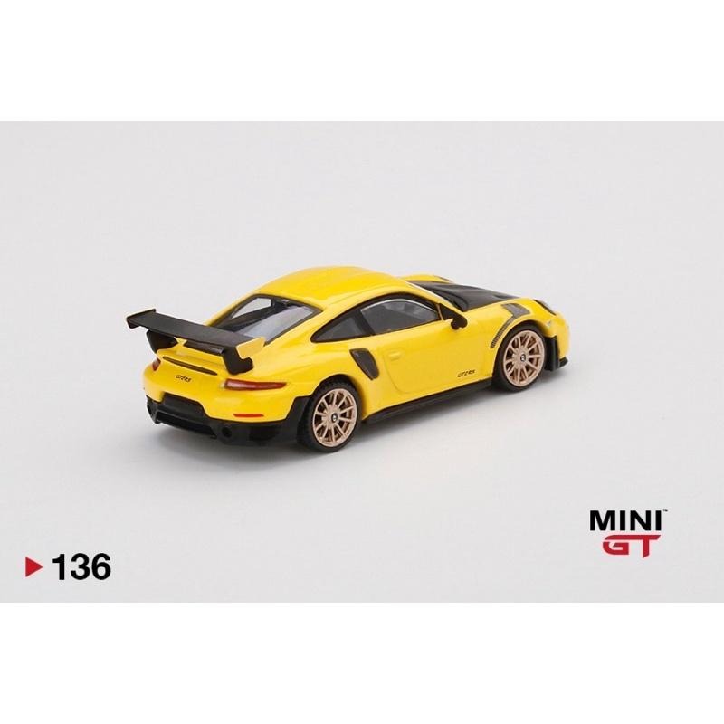 全新未拆 Mini GT Porsche 911 GT2 RS 黃色 1/64 絕版 #136 991 MiniGT-細節圖5