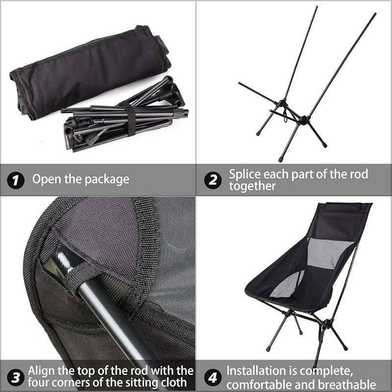 折疊 露營椅 高背 月亮椅 露營 摺疊椅 戶外 釣魚椅 露營 椅子 戶外椅 黑色-細節圖4