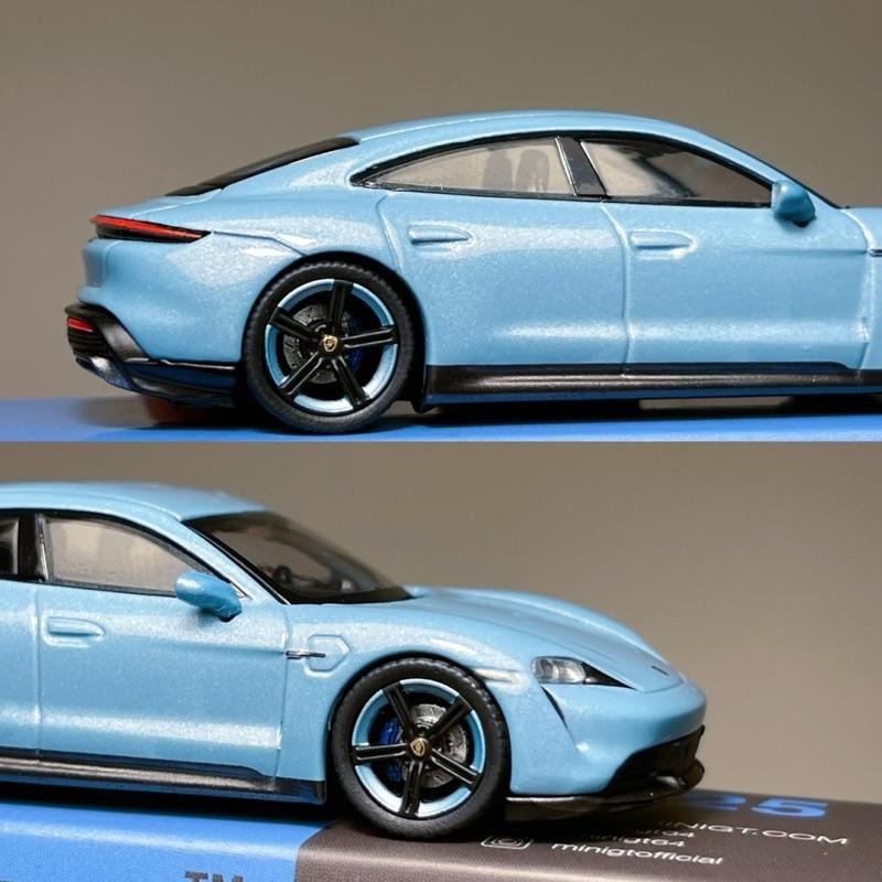 Mini GT Porsche Taycan Turbo S 藍色 225 1/64 MiniGT 保時捷 模型 冰晶藍-細節圖2