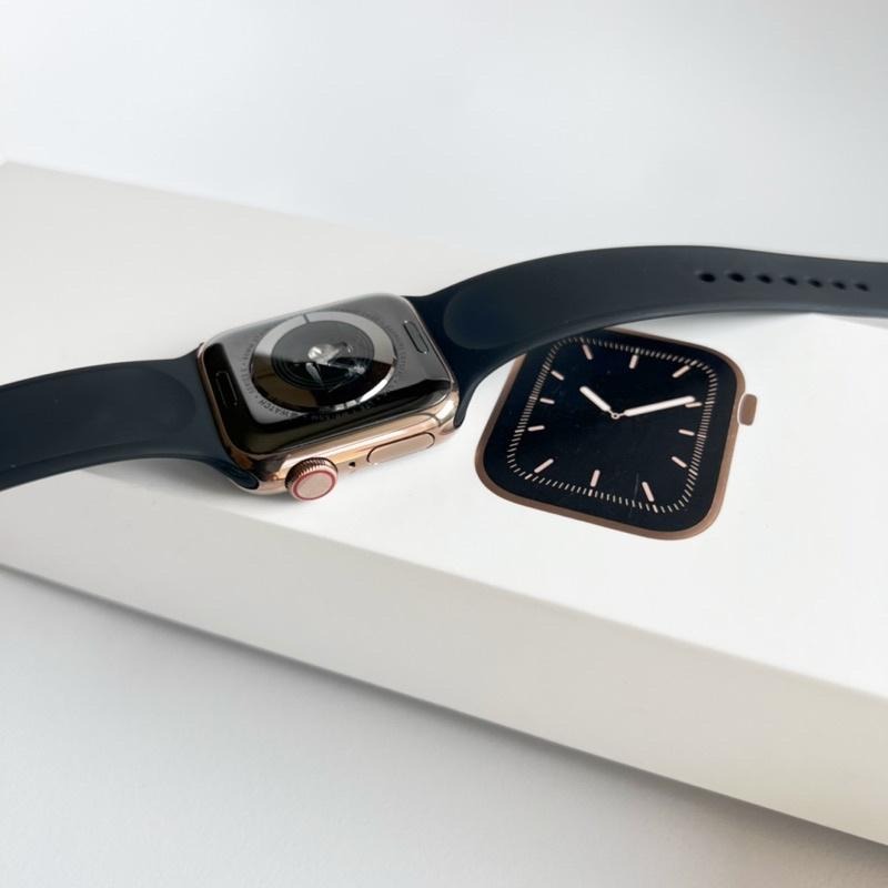 金色不鏽鋼錶殼 Apple Watch 5代 40mm LTE 行動網路 黑色矽膠錶帶 S5-細節圖4