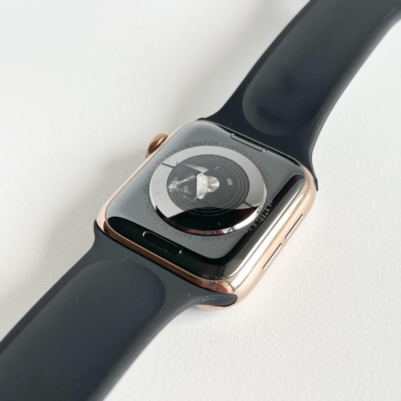 金色不鏽鋼錶殼 Apple Watch 5代 40mm LTE 行動網路 黑色矽膠錶帶 S5-細節圖9