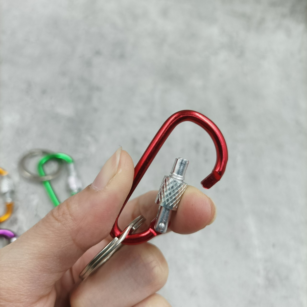 D型 帶鎖 登山扣 【顏色隨機】 鋁合金 扣環 亮光 亞光 鑰匙圈 鎖匙圈扣 掛環 背包扣 鎖圈 腰掛 掛勾-細節圖8