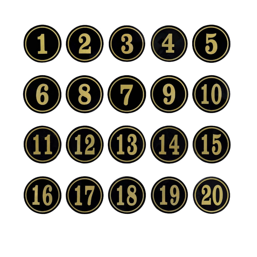 5cm桌號牌 1-20號 附泡棉膠 號碼牌 圓形數字牌-細節圖2