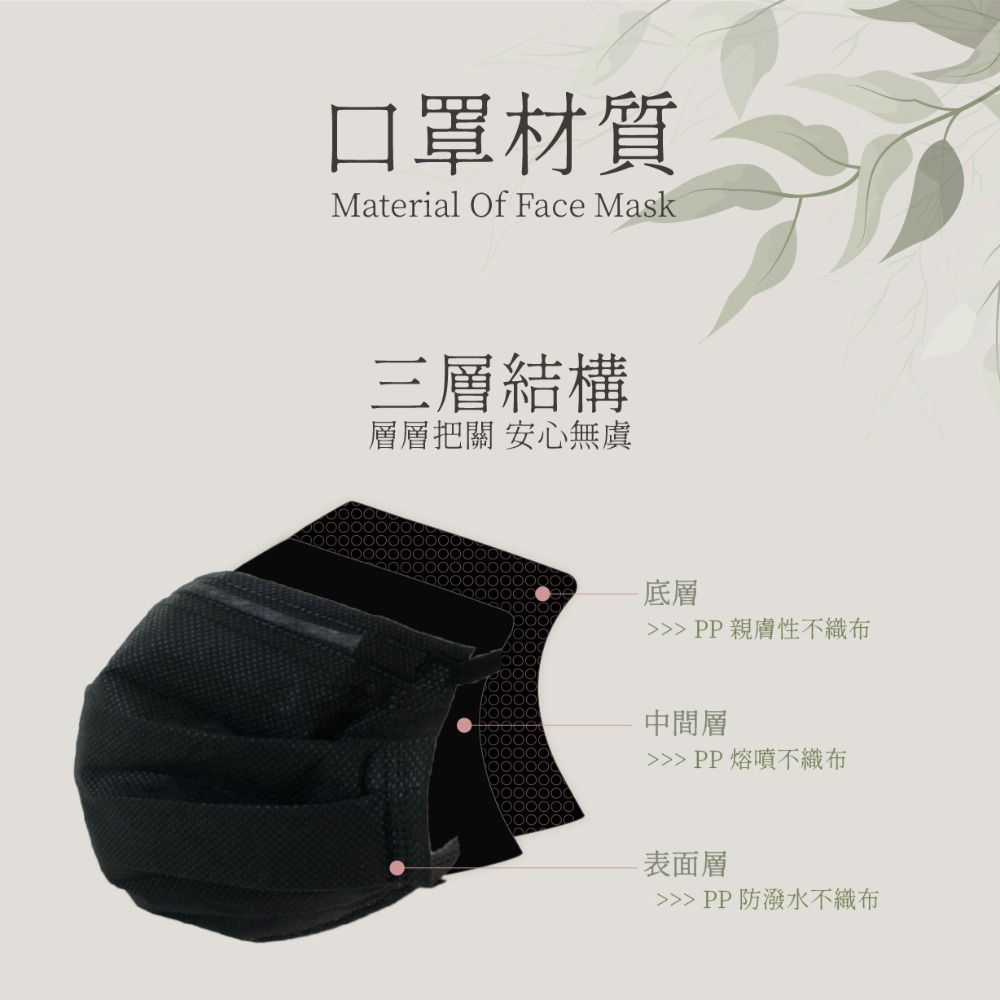 神秘黑_成人醫療寬耳帶平面口罩_台灣製_雙鋼印_獨立包裝_40入_瑪思克MASKE-細節圖4