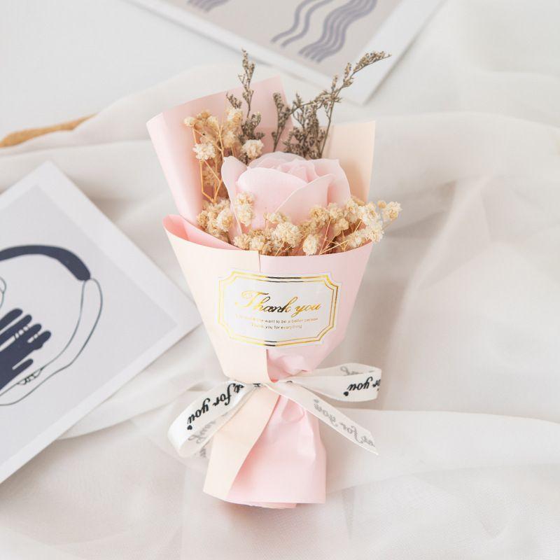 永生花 滿天星 玫瑰花束 質感 包裝材料 婚禮小物 節慶 交換禮物 迷你花束-細節圖4