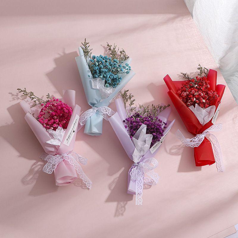 永生花 滿天星 玫瑰花束 質感 包裝材料 婚禮小物 節慶 交換禮物 迷你花束-細節圖5