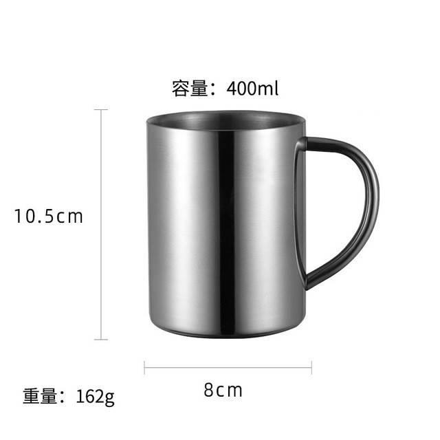 304雙層不銹鋼杯【非常好買】400ml食具級高質感亮面金屬杯 金屬咖啡杯-細節圖3