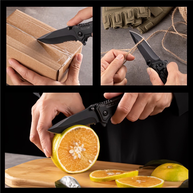 折疊刀 彈刀 跳刀 戰術快開折刀 戰術刀 露營刀 戰術折刀 背夾 野外求生 刀鉗【CP198】-細節圖7