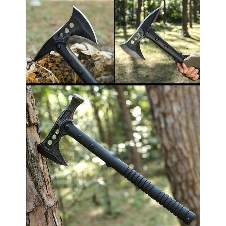 斧頭 戰斧 野營斧 420不鏽鋼 消防斧 工兵斧 開山斧 砍柴 劈柴 地震 防災【CP184】-細節圖9