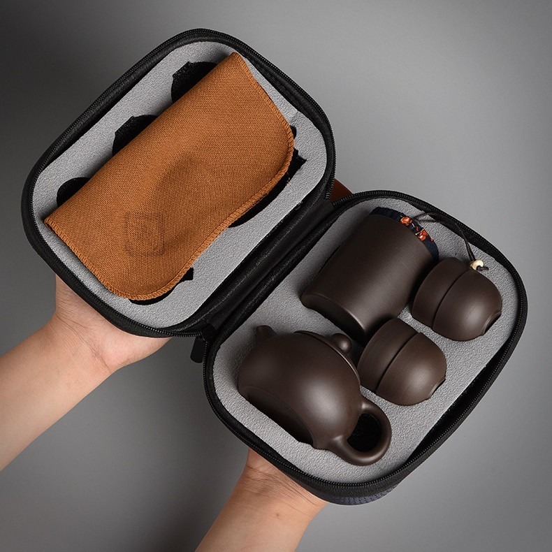 贈收納包 泡茶組 紫砂陶茶壺套裝 旅行茶具 茶壺 隨身茶具 泡茶壺 泡茶杯 旅行茶壺組 露營 露營用品【RS1179】-細節圖9