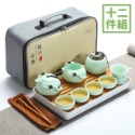 陶瓷旅行茶具組 附收納包 攜帶式茶具 泡茶組 茶壺 茶杯 登山 露營 陶瓷茶具 【RS1069】-規格圖9