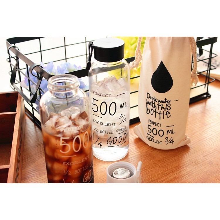 水瓶 熱銷 字母玻璃水瓶水杯 隨行杯 玻璃杯500ml 梅森瓶My Bottle【RS527】-細節圖6