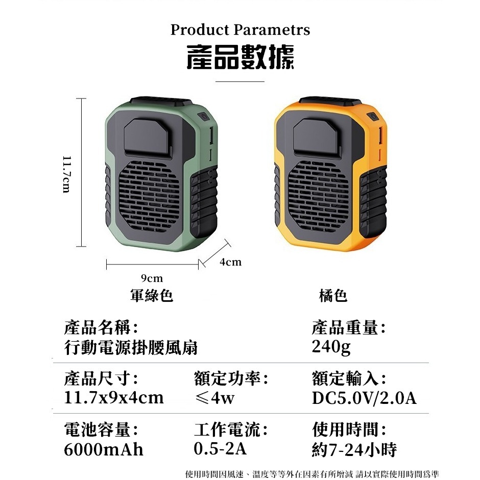 【免運+24H出貨】掛腰風扇 6000mah 風扇 腰間風扇 隨身風扇 掛脖風扇 頸掛風扇 腰帶風扇【RS1500】-細節圖9