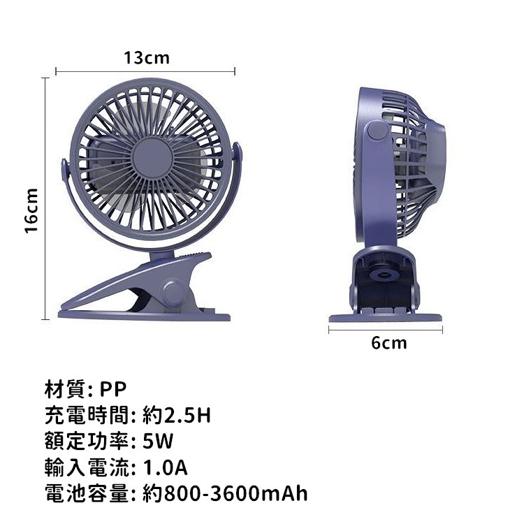 【免運+24H出貨】夾式風扇 靜音風扇 夾式電風扇 小風扇 USB風扇 電風扇 嬰兒車風扇 充電風扇【RS1501】-細節圖3