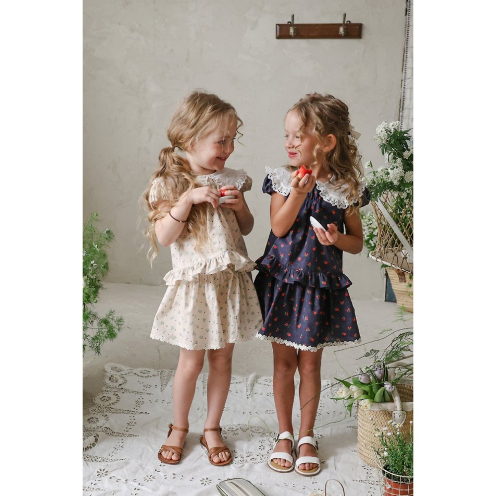 FLO 小碎花娃娃領套裝-細節圖2