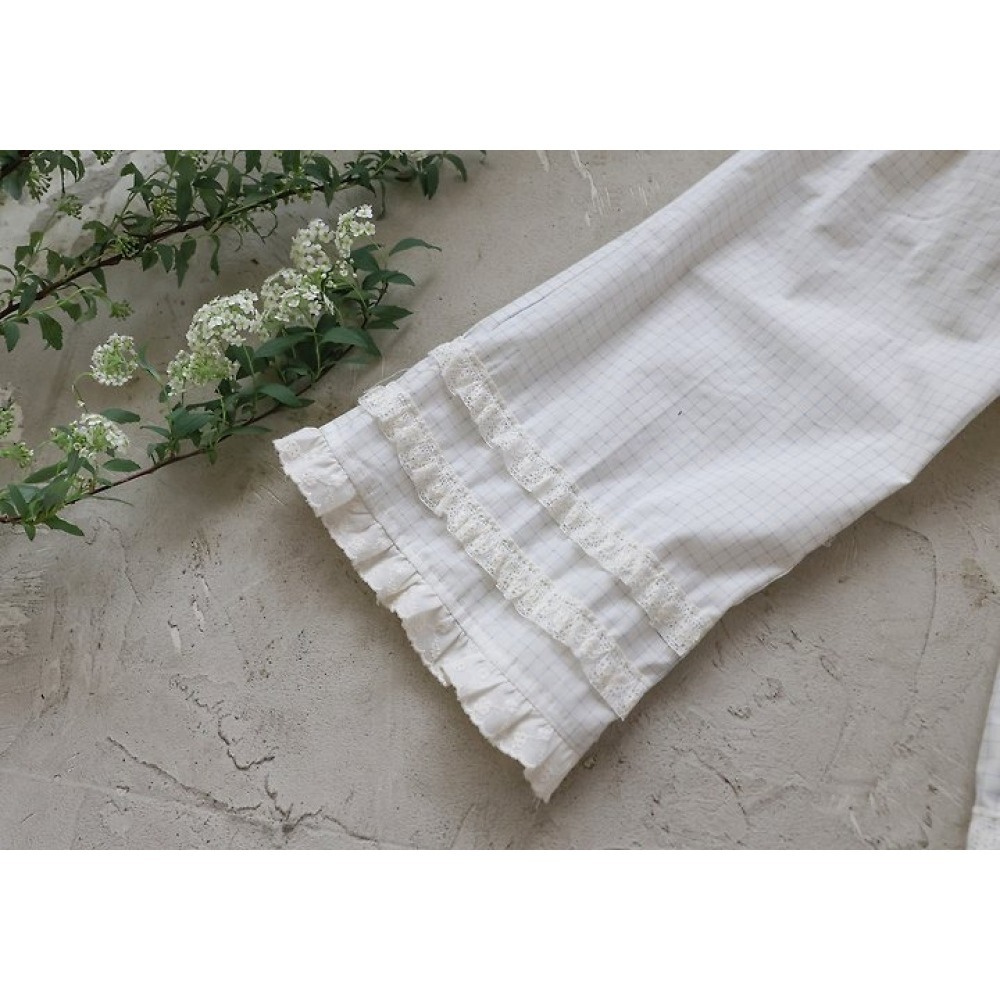 FLO 格紋荷葉寬褲-規格圖7