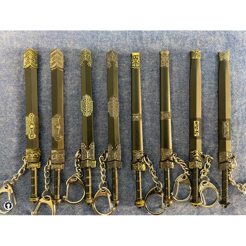 12公分合金古代漢劍秦始皇劍如意劍越王劍/古銅金槍色/迷你兵器鑰匙圈/刀鞘刀身部分款式有花紋/刀柄也有設計-細節圖3