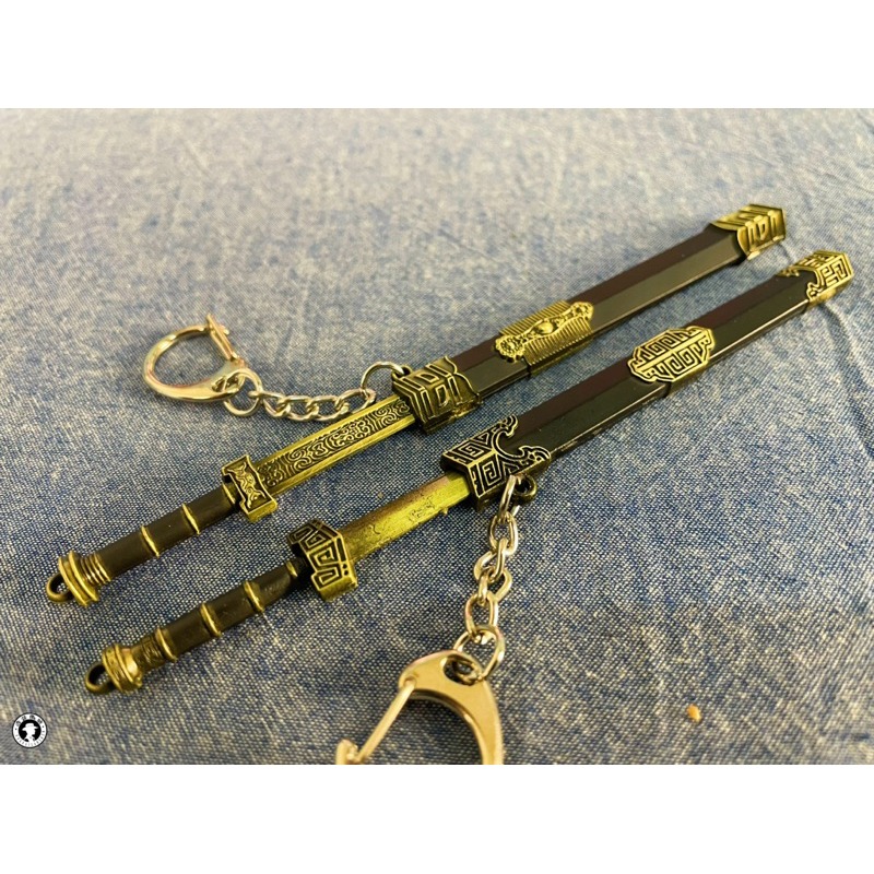 12公分合金古代漢劍秦始皇劍如意劍越王劍/古銅金槍色/迷你兵器鑰匙圈/刀鞘刀身部分款式有花紋/刀柄也有設計-細節圖5