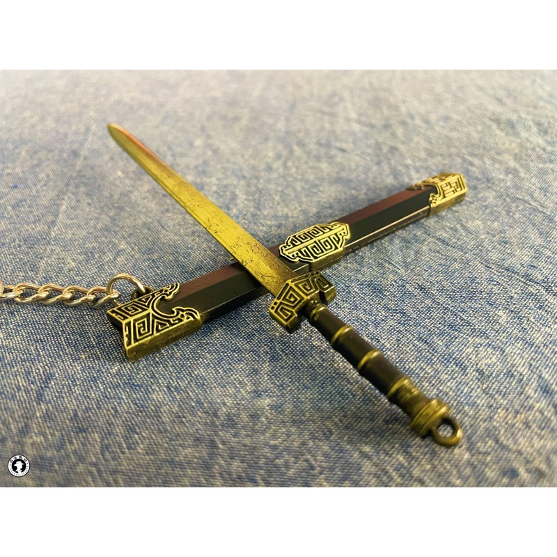 12公分合金古代漢劍秦始皇劍如意劍越王劍/古銅金槍色/迷你兵器鑰匙圈/刀鞘刀身部分款式有花紋/刀柄也有設計-規格圖9