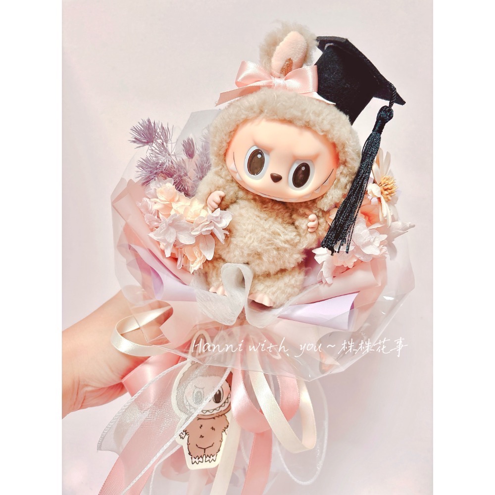 正品 labubu永生花束 畢業帽款+提袋-細節圖2
