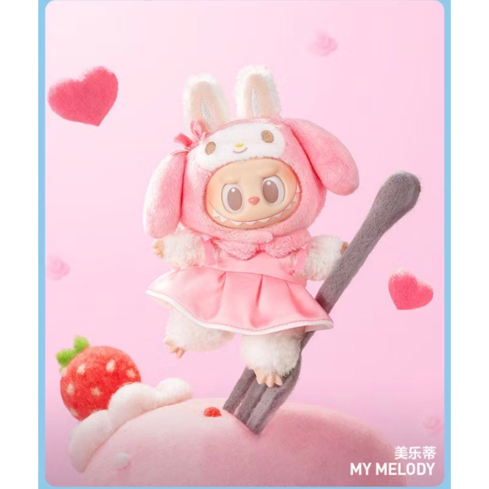Labubu 正品 popmart 泡泡瑪特 labubu 拉布布x三麗鷗Sanrio 角色聯名 絨毛吊飾 盲盒-細節圖6