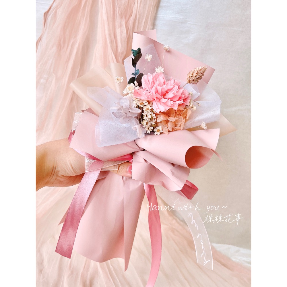 💐輕花束💐 母情節 康乃馨 送禮 擺飾 永生花 乾燥花 花束 網美拍照-細節圖3