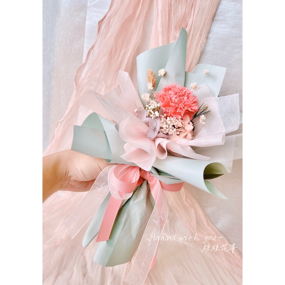 💐輕花束💐 母情節 康乃馨 送禮 擺飾 永生花 乾燥花 花束 網美拍照-規格圖3
