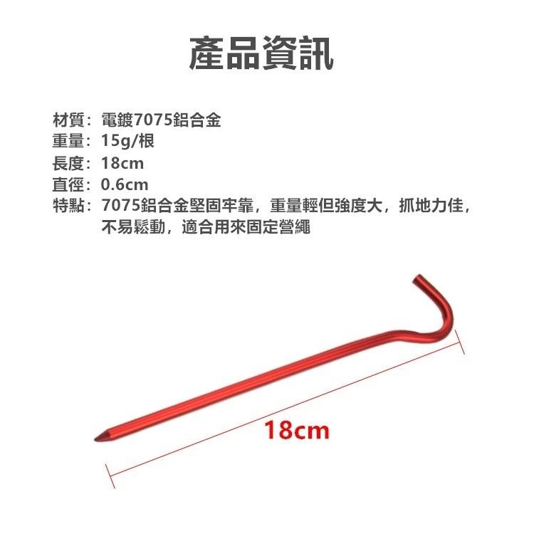 【台灣24H出貨】營釘 地釘 7075鋁合金 問號營釘 鋁合金營釘 帳篷營釘 露營 野營【CP073】-細節圖2