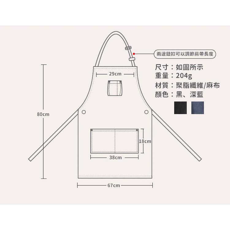 【台灣24H出貨】圍裙 工作圍裙 圍裙工作服 牛仔圍裙 廚房圍裙 咖啡廳圍裙 烘焙圍裙 帆布圍裙【RS1090】-細節圖3