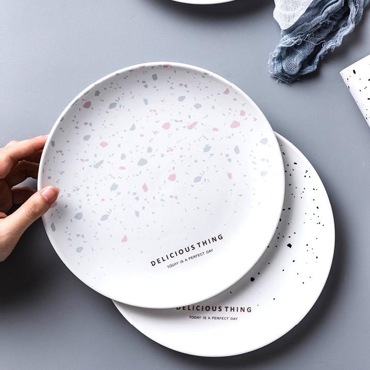[盤子] 北歐風磨石紋盤 餐盤 陶瓷餐盤 西餐盤 碗盤 器皿 盤子 北歐餐具【RS924】-細節圖3