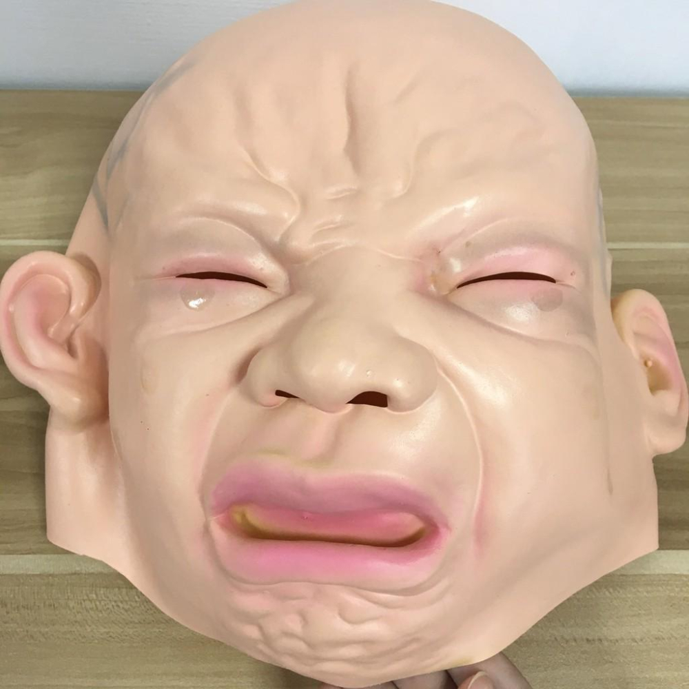 【台灣24H出貨】綠魚面具 綠魚頭套 嬰兒哭面具 哭臉面具 萬聖節 聖誕節 整人頭套 生日搞笑 禮物【RT004】-細節圖7