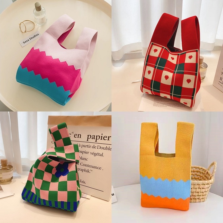 針織手提包 手提袋 手提包 針織包 小包包 肩背包 托特包 購物袋 便當袋 水桶包【RB613】-細節圖9