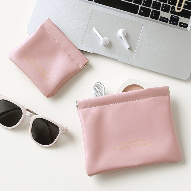 【台灣24H出貨】彈片收納包 零錢包 彈片收納袋 耳機包 口紅包 小零錢包 皮革零錢包 耳機收納包【RB614】-細節圖8