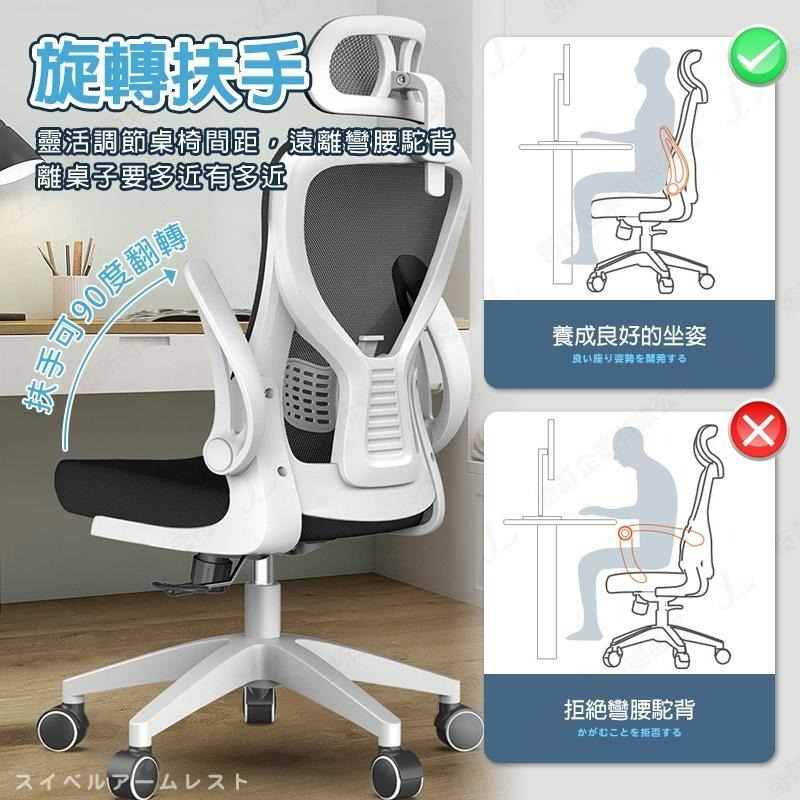 【台灣現貨 頭枕式護脊電腦椅】電腦椅 辦公椅 護腰椅 工作椅 活動椅 網椅 居家椅 書桌椅 3D頭枕-細節圖4