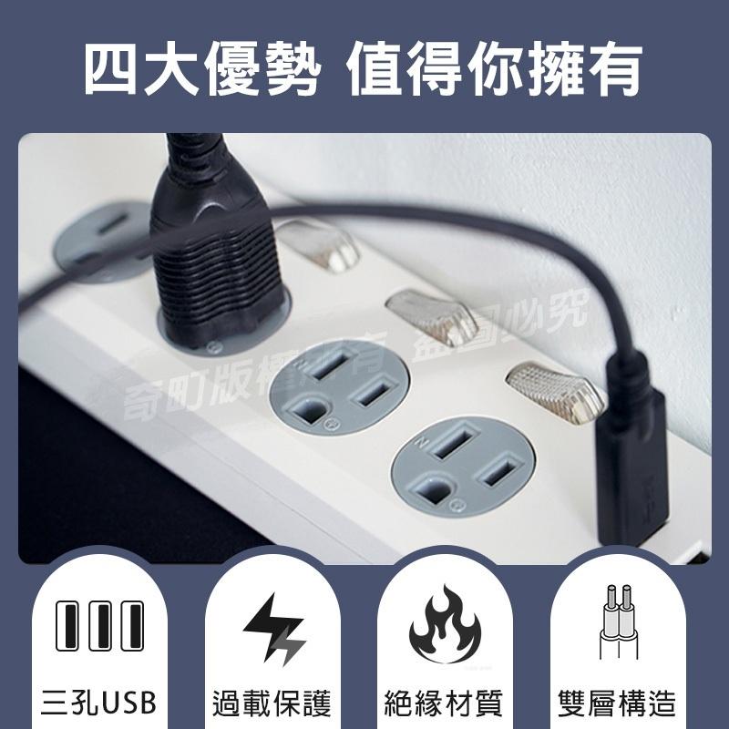 【台灣製造 速充寶USB延長線3P 】USB延長線 延長線 電腦延長線 安全延長線 多孔延長線 獨立開關 3孔 6尺-細節圖4