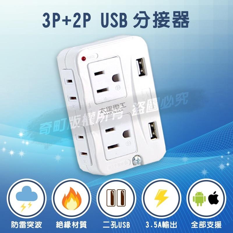 【台灣製造 太星分接式插座 】壁插 插座 分接插座 充電插頭 防火插座  分接器 插座擴充 USB插座-細節圖4
