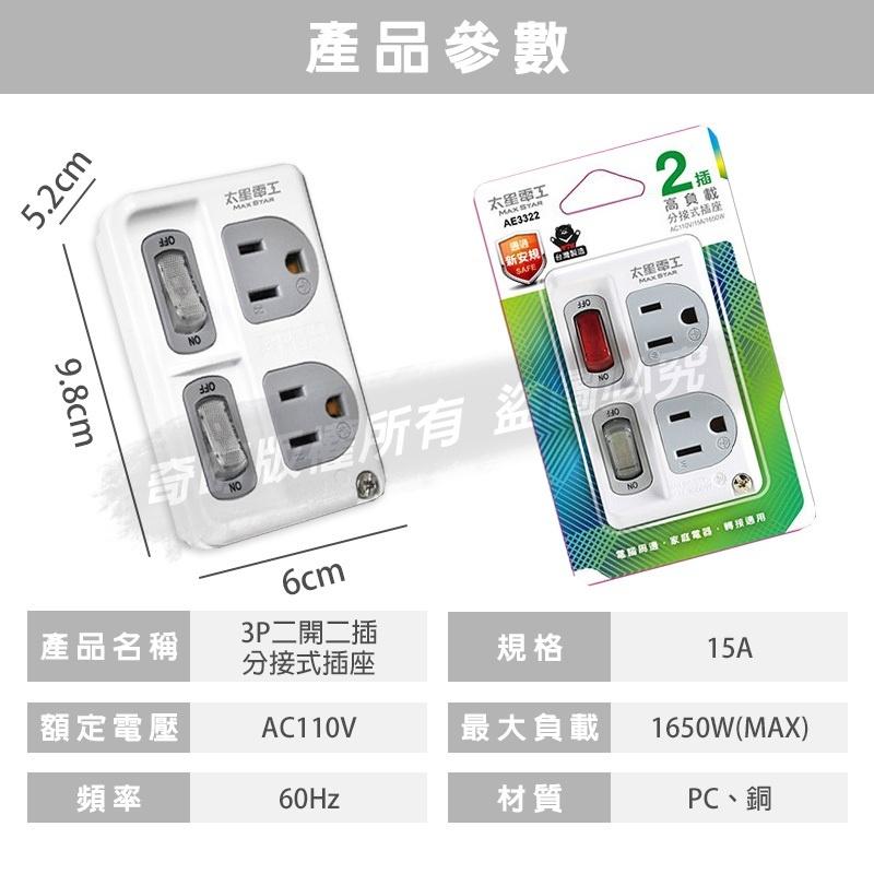 【台灣製造 太星分接式插座 】壁插 插座 分接插座 充電插頭 防火插座  分接器 插座擴充 USB插座-細節圖8