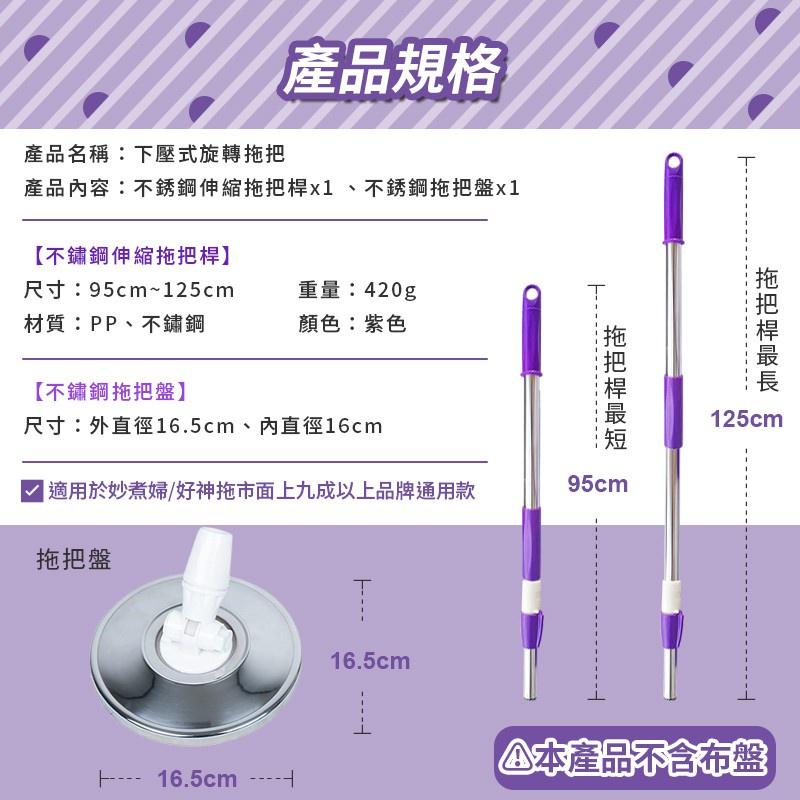 【現貨 單賣 桿子+鐵盤 】旋轉拖把 拖把 下壓式旋轉拖把 不鏽鋼拖 手壓式拖把 不銹鋼拖把-細節圖9