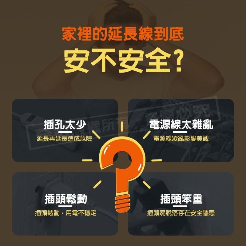 【台灣製造 太星一開六插延長線3P 】延長線 電腦延長線 安全延長線 多孔延長線 電源線 插座  6尺 9尺-細節圖2