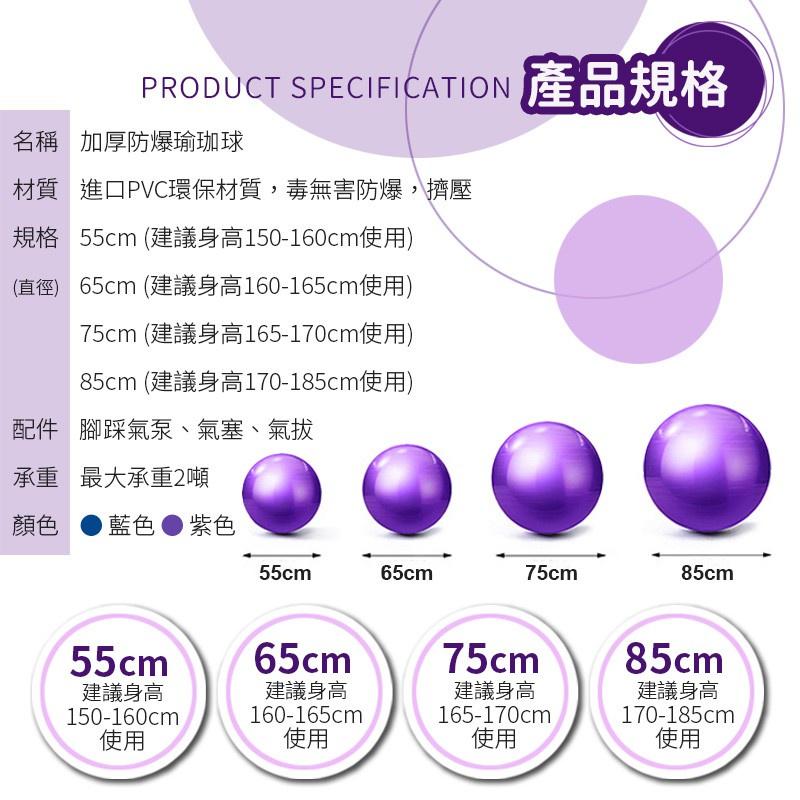 【現貨 加厚瑜珈球 送充氣工具 】瑜珈球 加厚瑜珈球 瑜伽球 瑜伽球 普拉提球 感統球 抗力球 韻律球 平衡球 彈力球-細節圖2