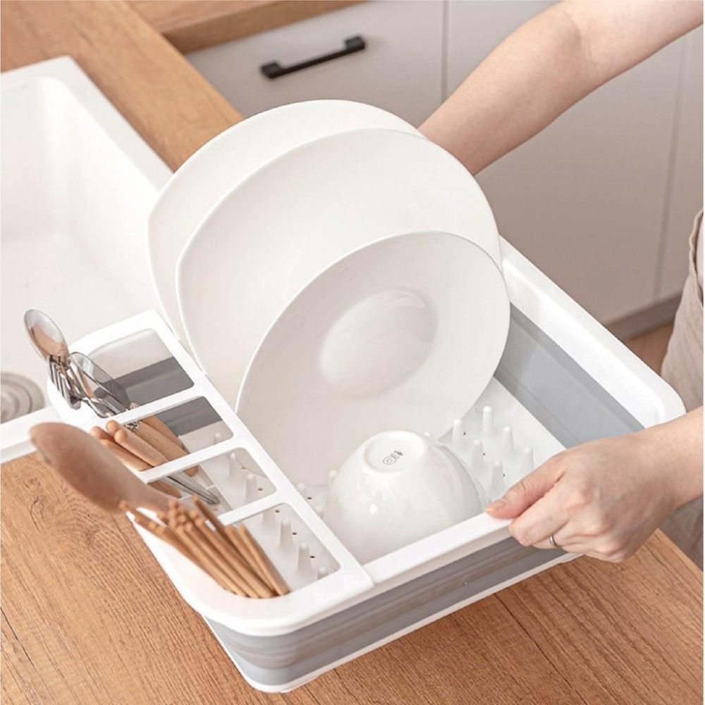 【現貨 摺疊餐具瀝水架】瀝水架 摺疊碗盤瀝水架 瀝水碗架 瀝水籃 餐具架  碗筷 碗盤架 瀝水收納架-細節圖6