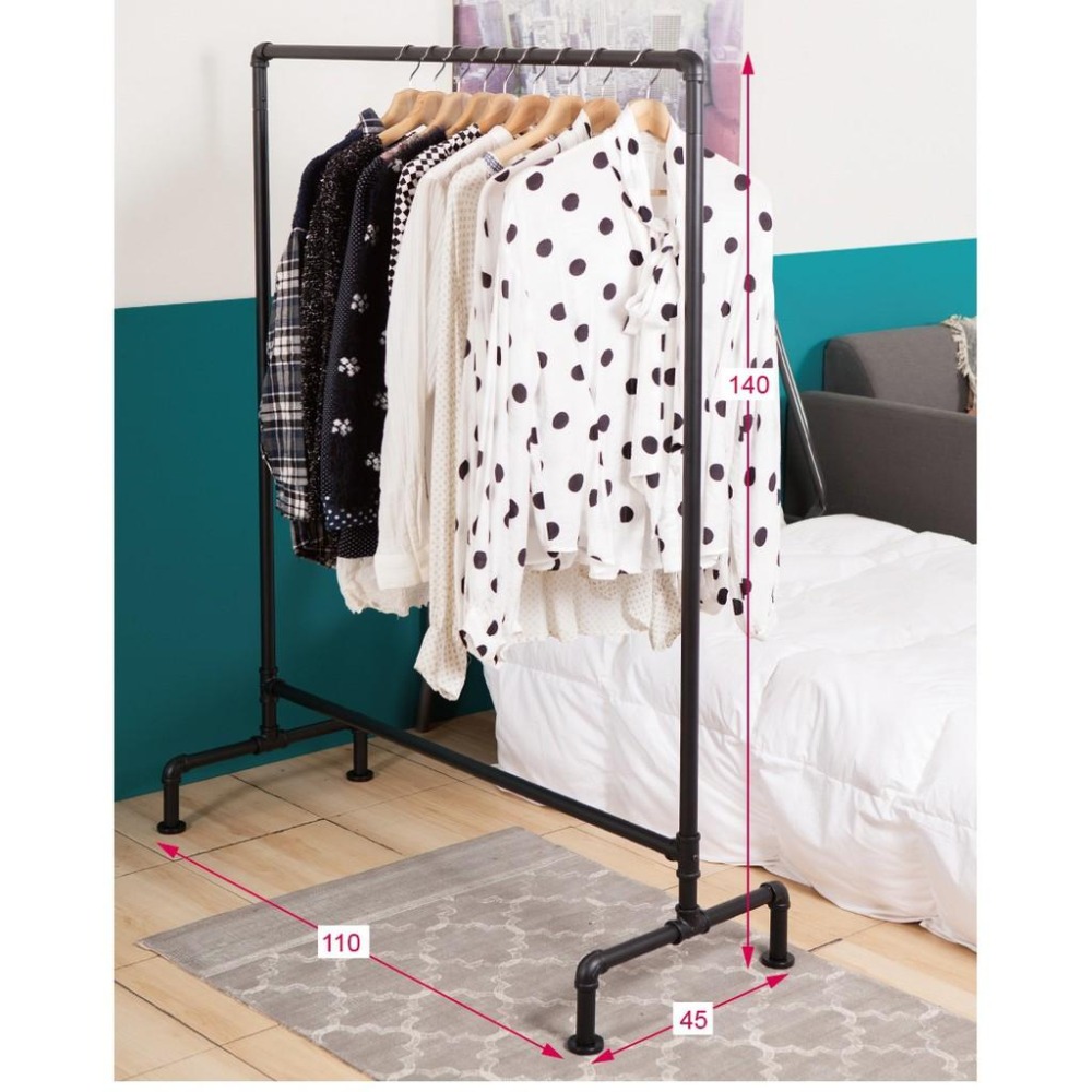 【鉄藝水管單桿衣架】水管衣架 衣架 掛衣架 工業衣架 活動衣架 JL精品工坊-細節圖8