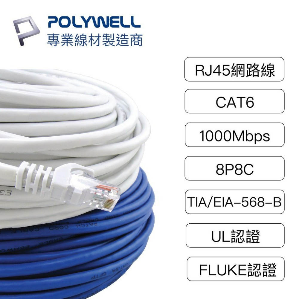 【POLYWELL CAT6】高速網路線 網路線 路由器網路 乙太網路線 寬頻網路線 監視器 分享器 CAT6 寶利威爾-細節圖7
