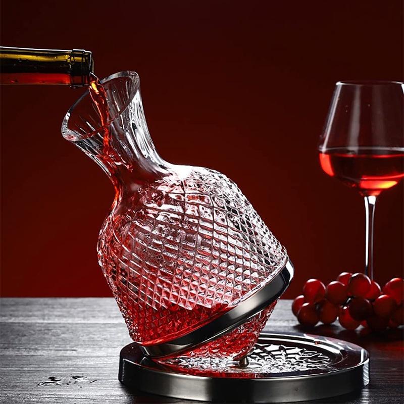 冷切工藝 陀螺旋轉醒酒器 旋轉醒酒 紅酒醒酒器 不倒翁陀螺旋轉醒酒壺 創意玻璃壺 葡萄酒倒酒器 威士忌倒酒器-細節圖3