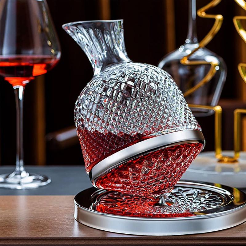 冷切工藝 陀螺旋轉醒酒器 旋轉醒酒 紅酒醒酒器 不倒翁陀螺旋轉醒酒壺 創意玻璃壺 葡萄酒倒酒器 威士忌倒酒器-細節圖4